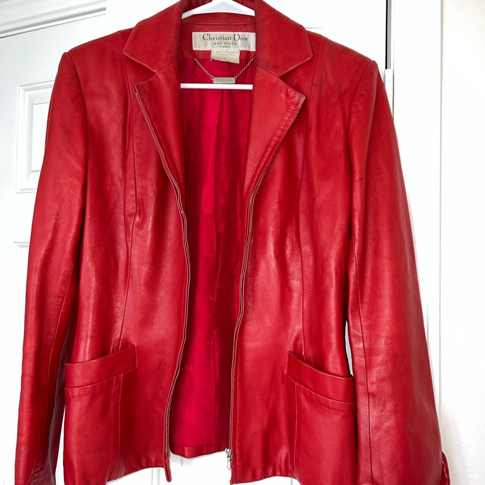 Christian Dior Boutique Red Leather Jacket